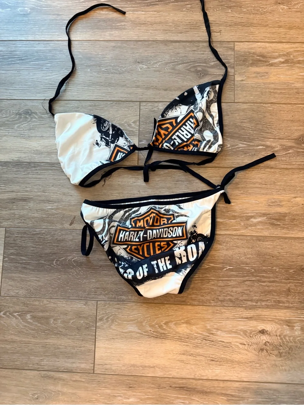 Harley-Davidson Black, White & Orange Logo Bikini Set